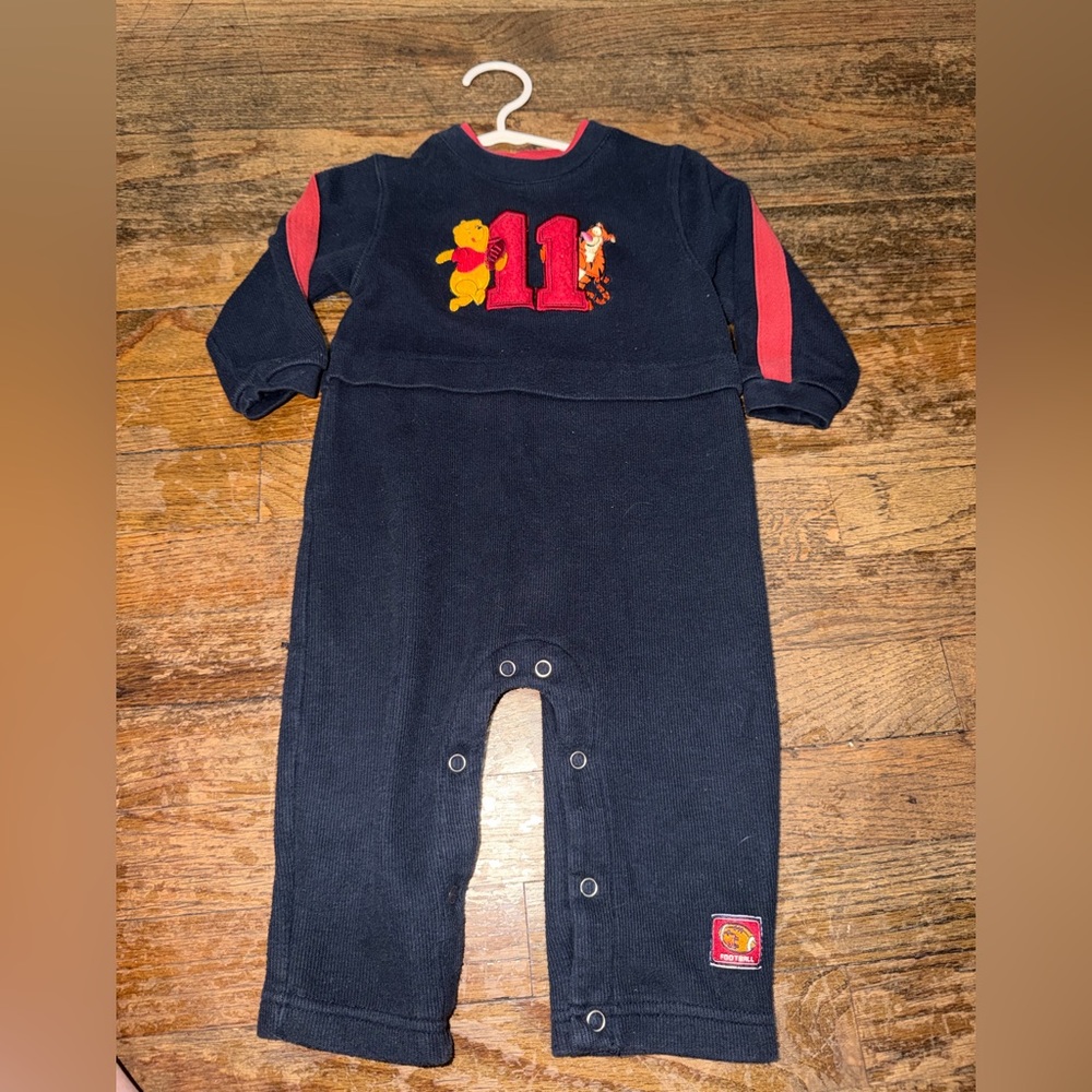 Vintage Disney Baby Winnie the Pooh Tigger Football Romper Navy  18M